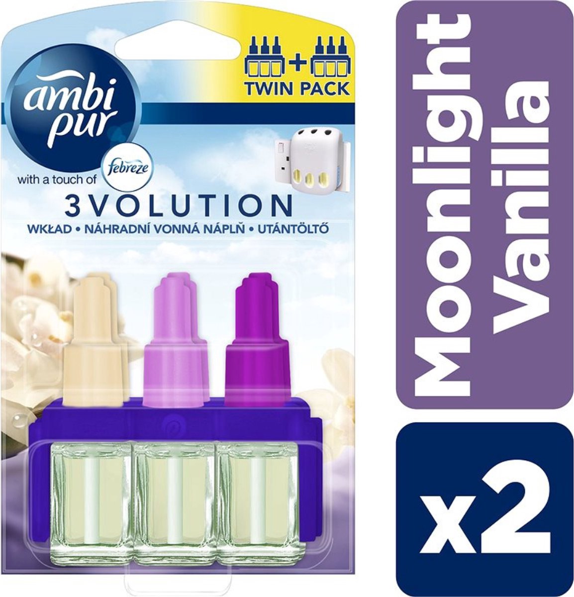 2-Pack - Ambi Pur 3 Volution Luchtverfrisser Navulling Moonlight Vanille - 2 x 20 ml