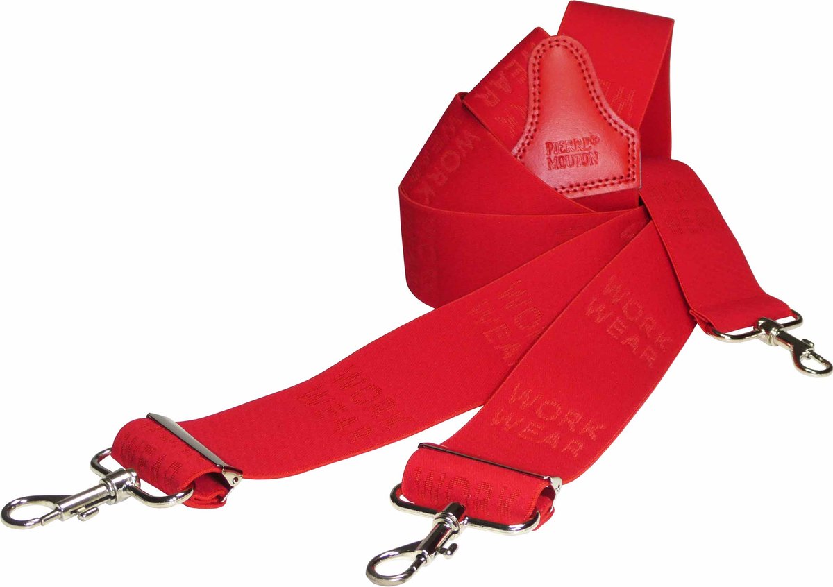 Pierre Mouton Work Wear Bretel - Bretels - Volwassenen - Heren - Rood - 120cm - 3 Haken - 50 mm breed - M - L