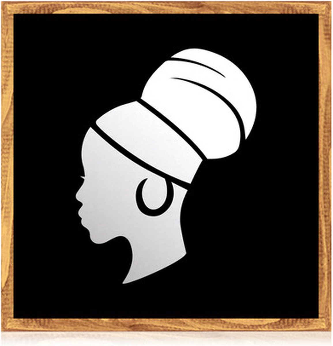 Wanddecoratie - Spiegel Afrikaanse vrouw 3 - schilderijen woonkamer - 30x30 cm - Posterlijst - Muurdecoratie
