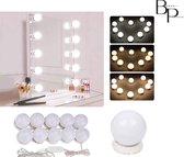 Hollywood spiegellampen - spiegelverlichting - make up spiegellamp - 10 dimbare LED lampen - 3 lichtstanden- make up spiegellamp -