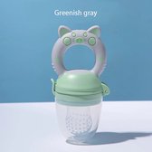 Kay - Fruitspeen inclusief bijtring - Groen/Grijs. Geschikt voor baby's van 4 maanden en ouder - BPA-vrij