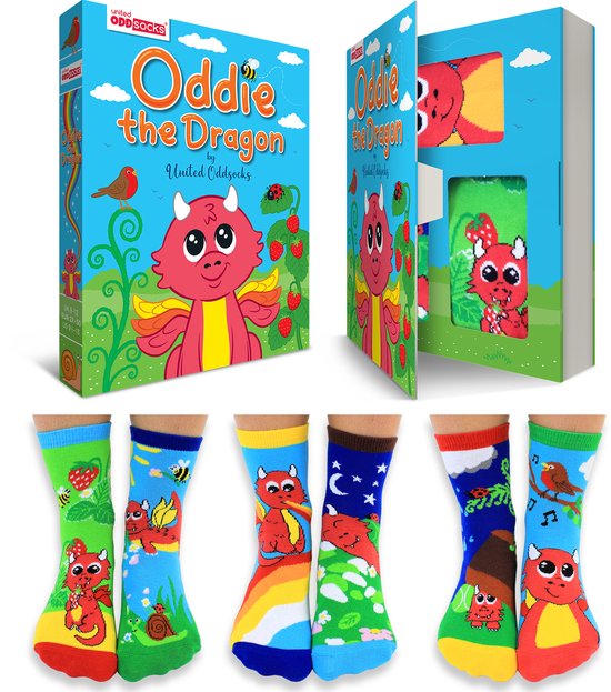 Oddie the Dragon - United Oddsocks - Mismatched draken sokken - 6 verschillende sokjes - maat 27 - 30