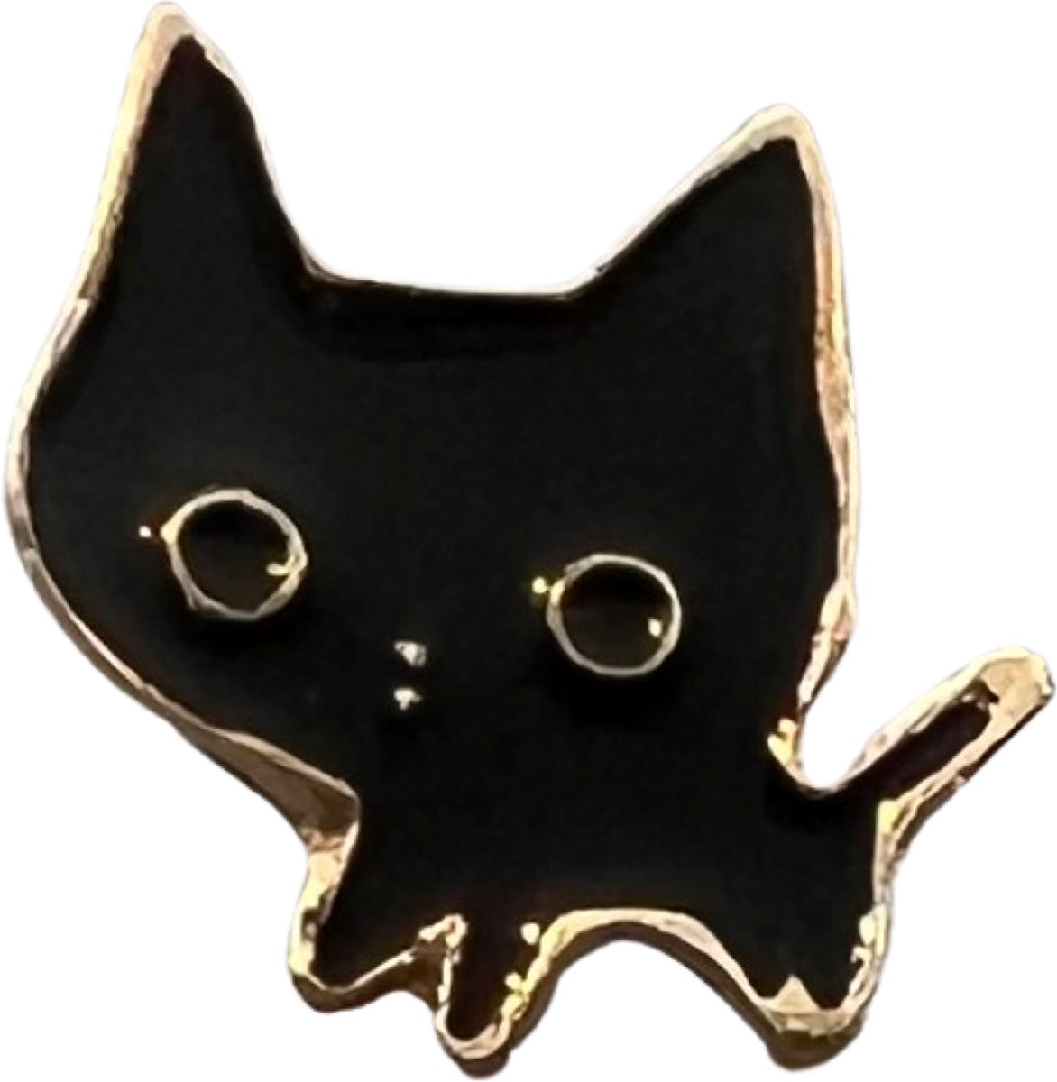 Poes Kat Emaille Pin Zwart 1.7 cm / 1.6 cm / Zwart Goudkleurig