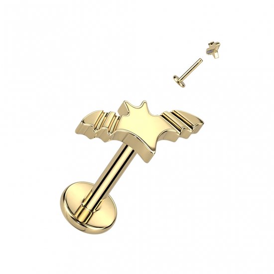 Interne Titanium Labret Piercing met Blad top - Goud - 6 mm