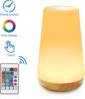 USB Oplaadbaar Nachtlampje Met Afstandsbediening - 13 RGB kleuren - Sfeerlamp - LED verlichting - Nachtlamp - Wake-up Light - Bedlamp voor Baby, Kinderen & Volwassenen - Dimbaar - Touch Control - 15 cm