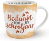Koffie - Mok - Bedankt voor het schooljaar - lint: "Speciaal voor jou" - Cadeauverpakking met gekleurd lint