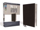 NIV, Thinline Reference Bible (Deep Study at a Portable Size), Bonded Leather, Black, Red Letter, Comfort Print