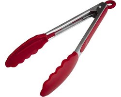 CHPN - Keukentang - BBQ tang - Serveertang - Tang - Rood - Siliconen - Metaal - BBQ-Tang - 27 cm - Keukentool - Tang voor in de keuken