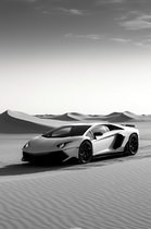 Affiche de voiture de sport | Affiche de voiture | Voiture de sport Désert | Zwart Wit Poster | Décoration murale | Affiche murale | 61x91cm | Convient pour l'encadrement