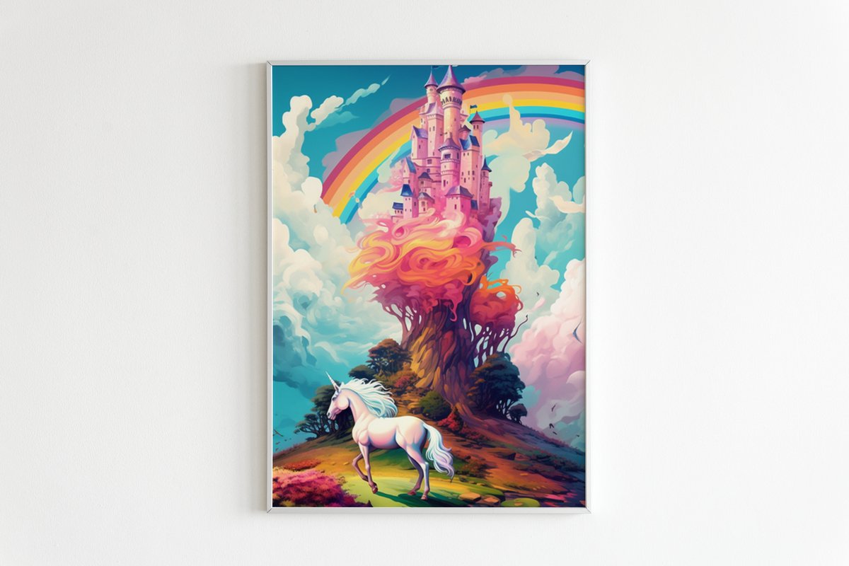 Affiche Kinder - Licorne - Unicorn - Arc-en-ciel - 51x71