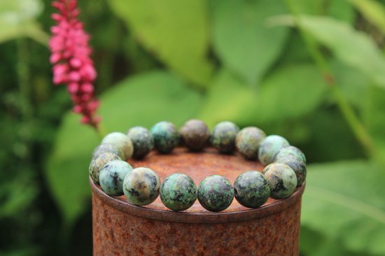 Bracelet Turquoise Africaine - Pierre Naturelle - Acier Inoxydable - 17-18 Cm