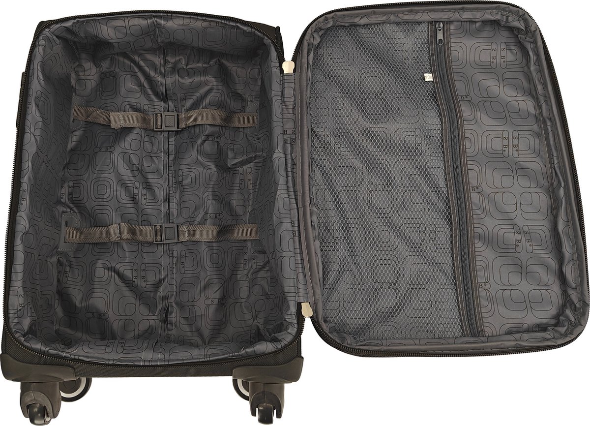 SB Travelbags Handbagage stoffen koffer 55cm 4 wielen trolley - Grijs | bol