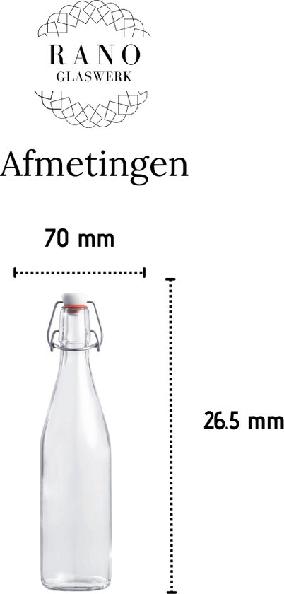 RANO - 12x beugelfles 500ml | porseleinen dop | Luchtdicht | fles met beugelsluiting | beugelflessen | weckfles | inmaakfles | sapfles | glazen flesjes met dop | decoratie