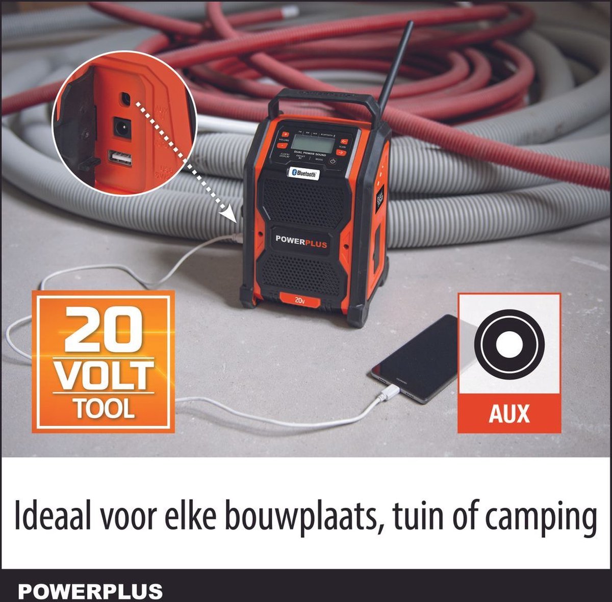 Powerplus - Dual power - POWDP8060 - Portable jobsite radio - 20V