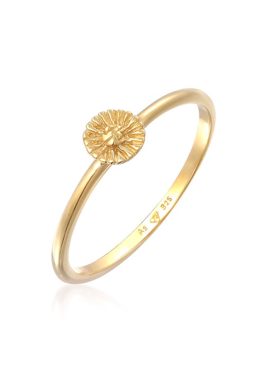 Elli - Ring - Dames Stapel Bloem boho hippie in 925 Sterling Zilver Verguld - Dames