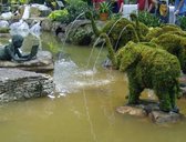 Statue de jardin - Éléphant avec tuyau d'eau - Cadre