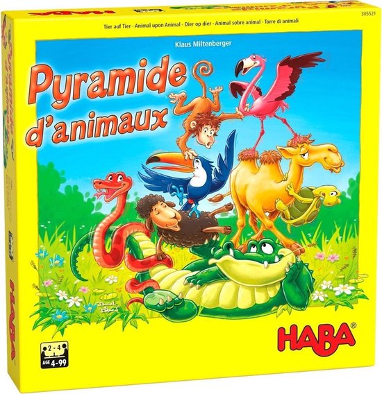 Janod Mijn eerste piramide - boerderijdieren - stimulatiespeelgoed - 5 stapelkubussen 1 houten kip, behendigheid en fantasie, vanaf 12 maanden, J03310