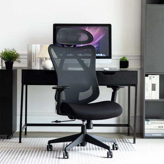 FOXSPORT Chaise de Bureau Ergonomique - Chaises de bureau de Bureau Adultes - Chaise de Office Ergonomique - Basis en Alliage d'Aluminium - Noir