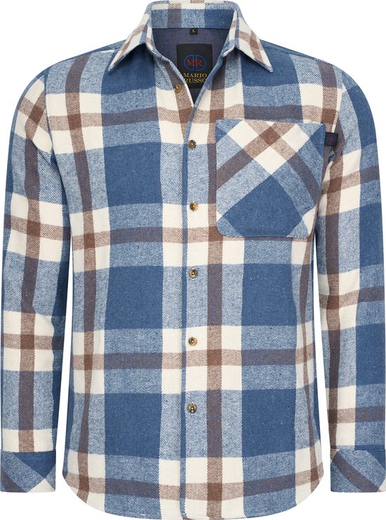 Mario Russo Overshirt - Overhemd Heren - Vest - 100% Katoen - XL - Blauw