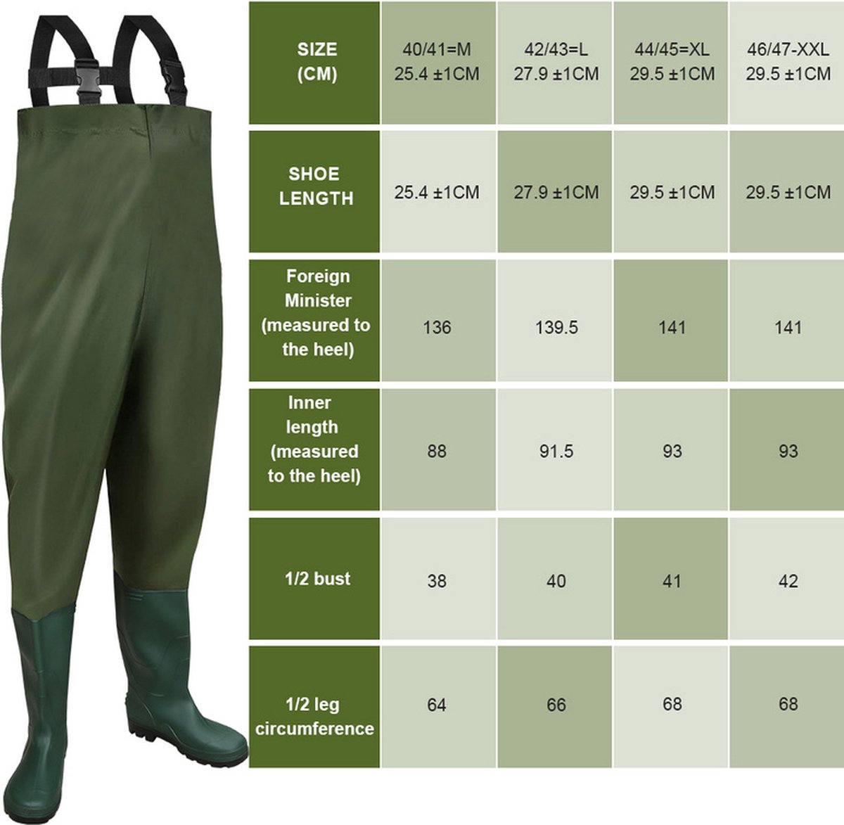 Waders Mannen Visserij broek met laarzen Maat 38-47 Waterdichte Vijver Visserij Waders Broek