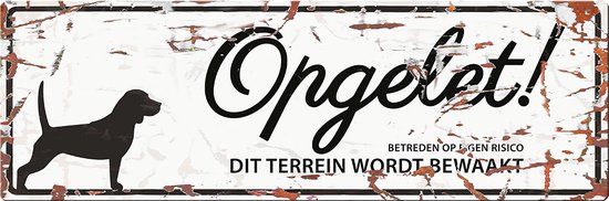 WARNING SIGN BEAGLE N 40x14cm blanc