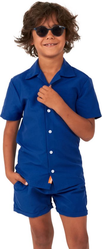 OppoSuits Kids Navy Royale - Jongens Zomer Set - Bevat Shirt En Shorts - Blauw - Maat: EU 98/104 - 4 Jaar