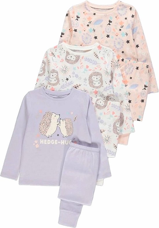 3 Meisjes Pyjama's - Herfst - Egel - Maat 4-5 jaar
