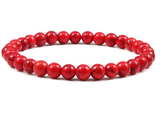 TVR-Wares® | Bracelet Perles Rouge 6mm | rouge | taille M | 19 cm