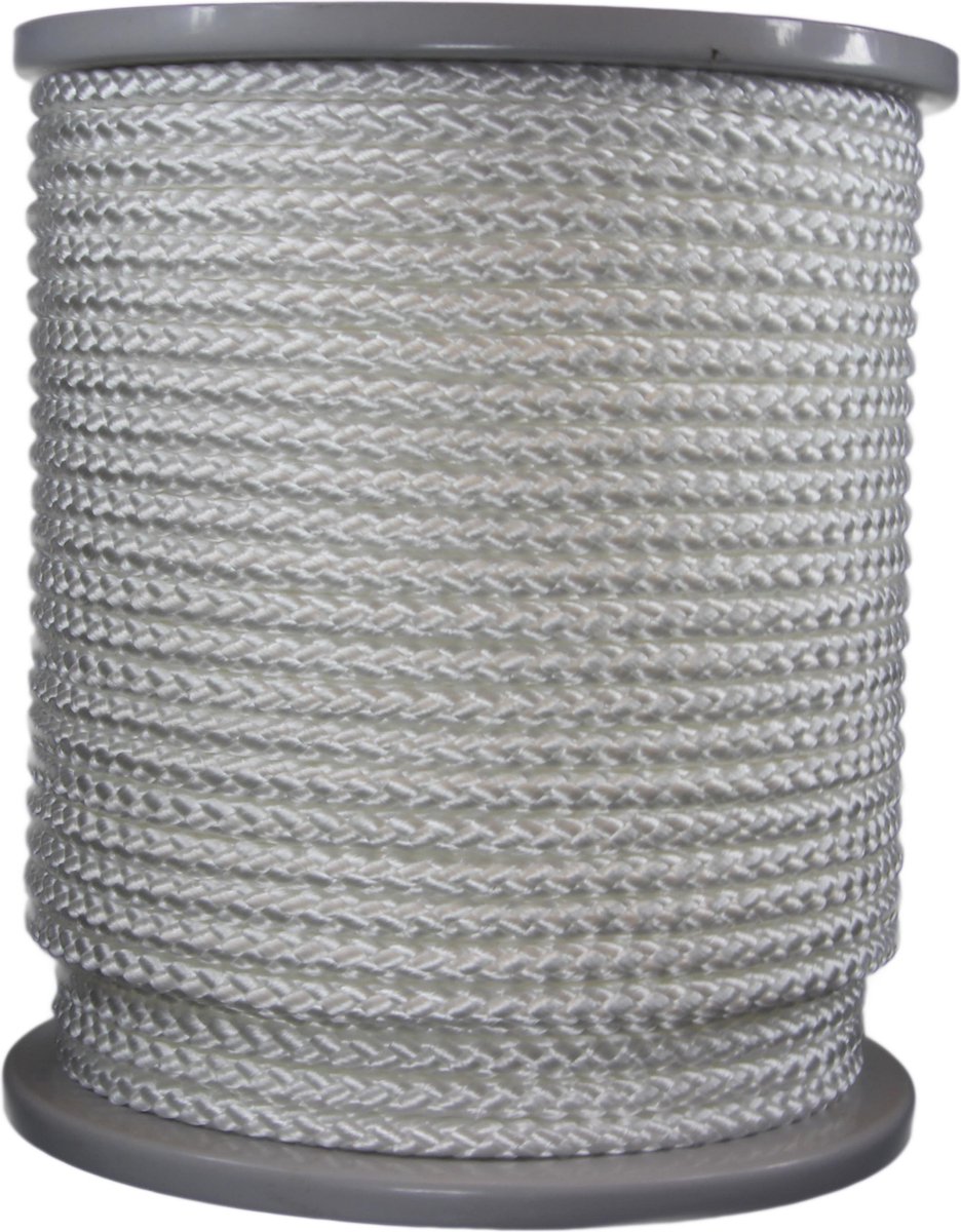 Gevlochten Koord – 200 meter – 10mm - Wit – Touw - Haspel