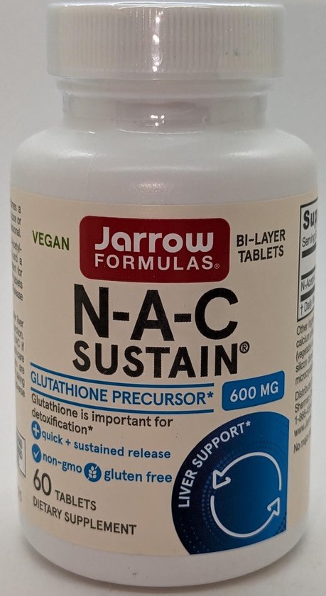 NAC Sustain 60 tabletten - N-acetylcysteïne, antioxidant en glutathionprecursor | Jarrow Formulas