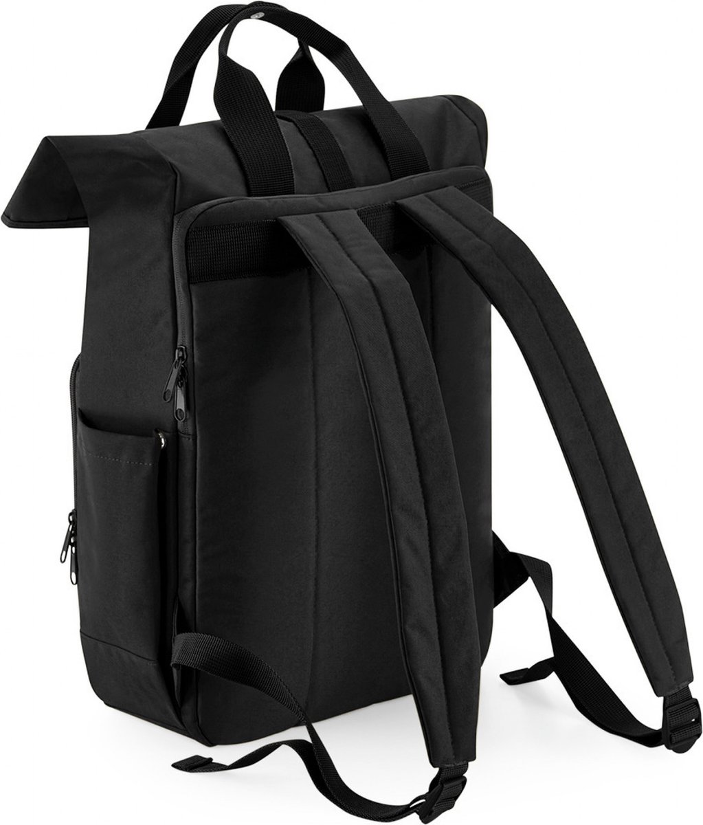 Recycled Twin Handle Roll-Top Laptop Backpack BagBase - 19 Liter Black