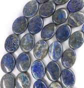 Natuurstenen kralen, Lapis Lazuli, ovale kralen van 14x12x5-3mm. Per snoer van 36,5cm