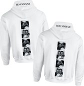 Valentijns hoodies voor hem en haar - Persoonlijk met eigen foto's en datum in romeinse cijfers - Maat XL