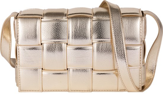 Nouka Gouden Dames Tas – Schoudertas – Crossbody – met Geweven patroon en Verstelbare Tassenriem / Schouderriem