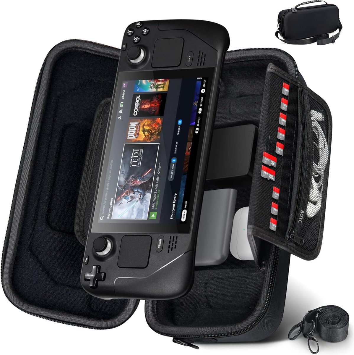 Draagkoffer Compatibel met Steam Deck, Beschermende Harde Draagtas Ingebouwde Opslagkaartsleufstandaard, Draagbare Reiskoffer Pouch voor Steam Deck (Zwart Draagkoffer Compatibel met Steam Deck, Beschermende Harde Draagtas Ingebouwde Opslagkaartsleufstandaard, Draagbare Reiskoffer Pouch voor Steam Deck (Zwart