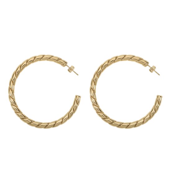 The Jewellery Club - Lovi earrings gold - Oorbellen - Dames oorbellen - Stainless steel - Gevlochten - Goud - 5 cm