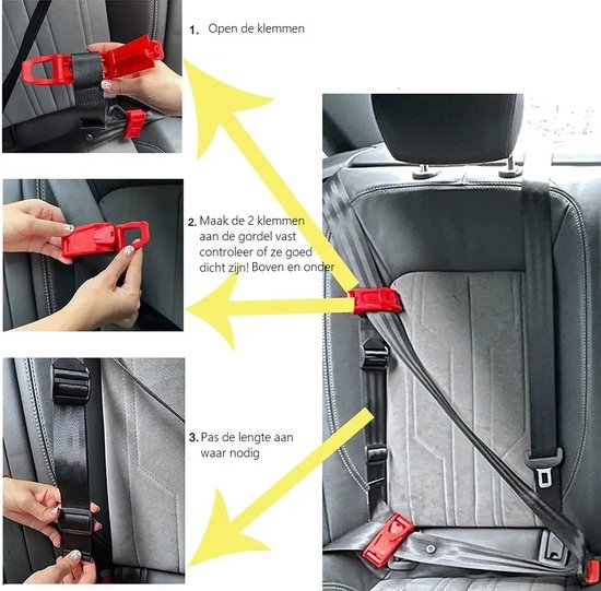 My favourites by far®-2 stuks Gordelklem-Gordelclip-Gordelgeleider autostoel kind-Gordelversteller-autogordel snijdt niet meer in je nek-kinderen van Merkloos — afbeelding 5