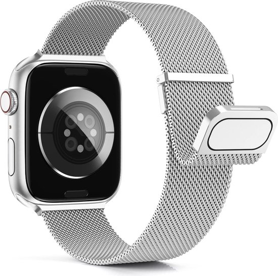 Bracelet milanais By Qubix - Argent - Aimant Extra puissant - Convient pour Apple Watch 38 mm - 40 mm - 41 mm