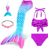 Zeemeermin Set voor Kinderen - Maat: 130 - Zeemeermin Bikini & Staart & Accessoires - Mermaid tail for Kids - The Little Mermaid