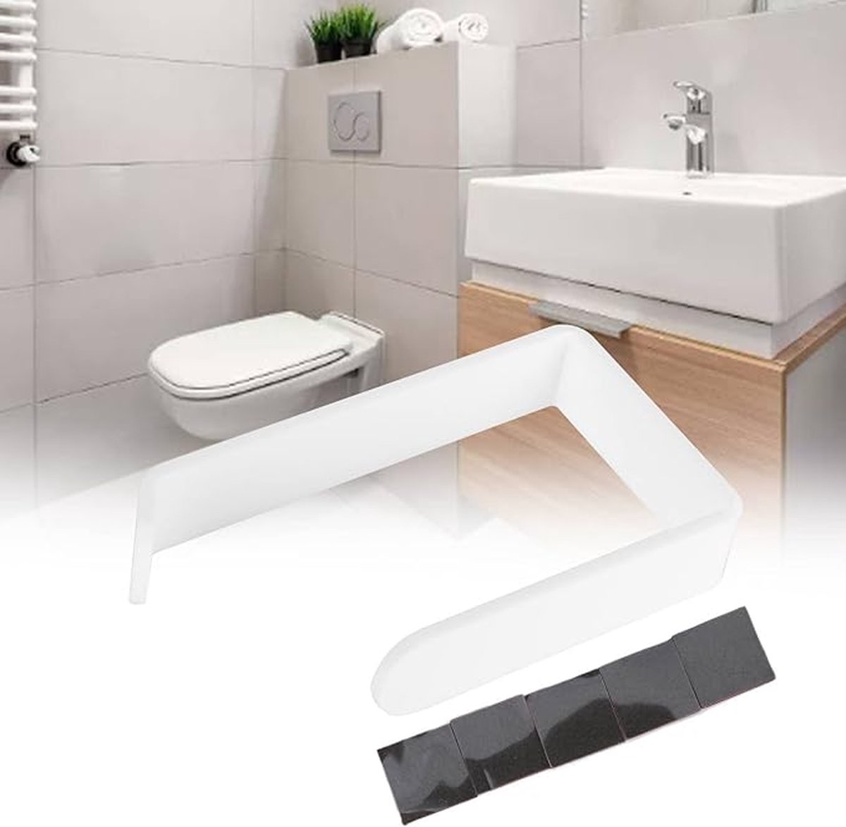 Narimano® Handdoekhouder zonder boren, handdoekhouder zelfklevend - handdoekhouder badkamer - voor badkamer toilet -Zelfklevende toiletrolhouder standaard -Wit