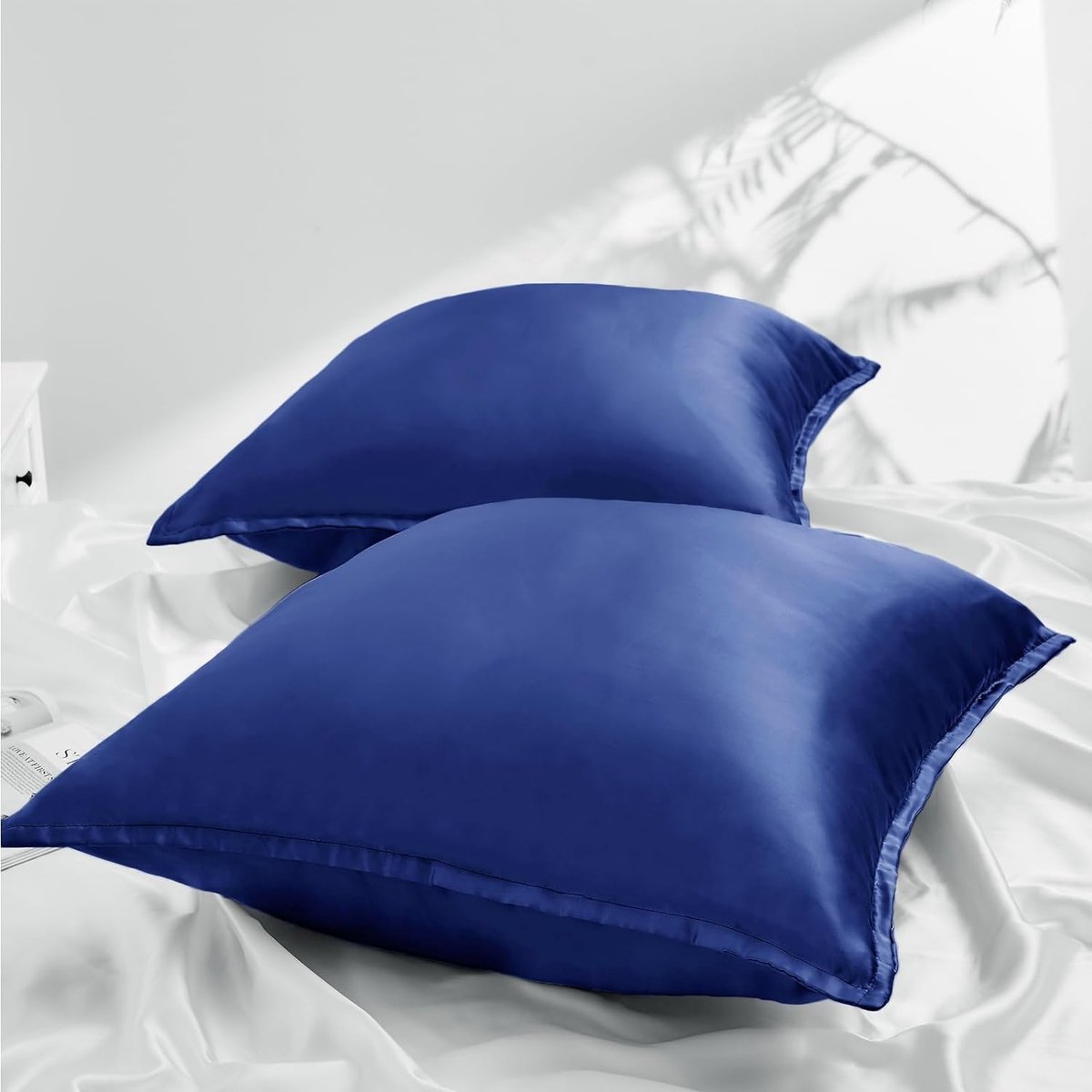 Lot De 2 Taies D'oreiller Satin 50x70 Cm - Effet Soie, Anti-frisottis, Fermeture Zip, Entretien Facile