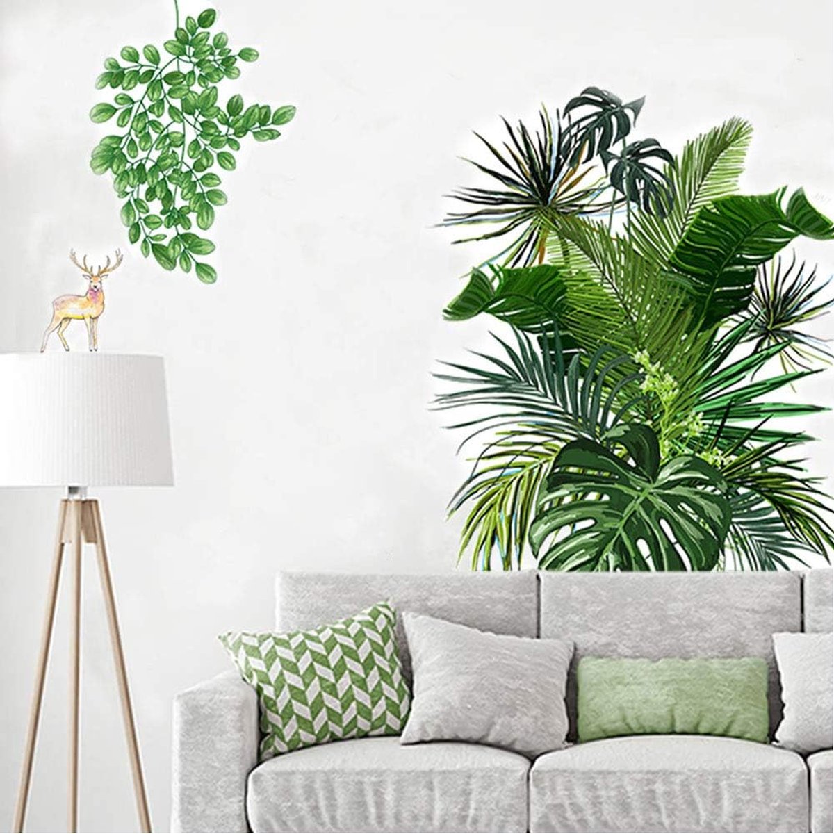 Stickers Muraux Feuille de Palmier Autocollant Mural Plante Tropical Décoration  Murale Chambre Salon Bureau