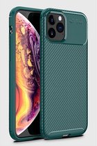 iPhone 11 Pro Max Siliconen Carbon hoesje – Backcase - Groen