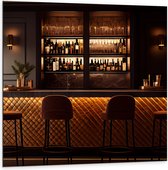 Dibond - Lege Bar op Avond Uit - 100x100 cm Foto op Aluminium (Wanddecoratie van metaal)