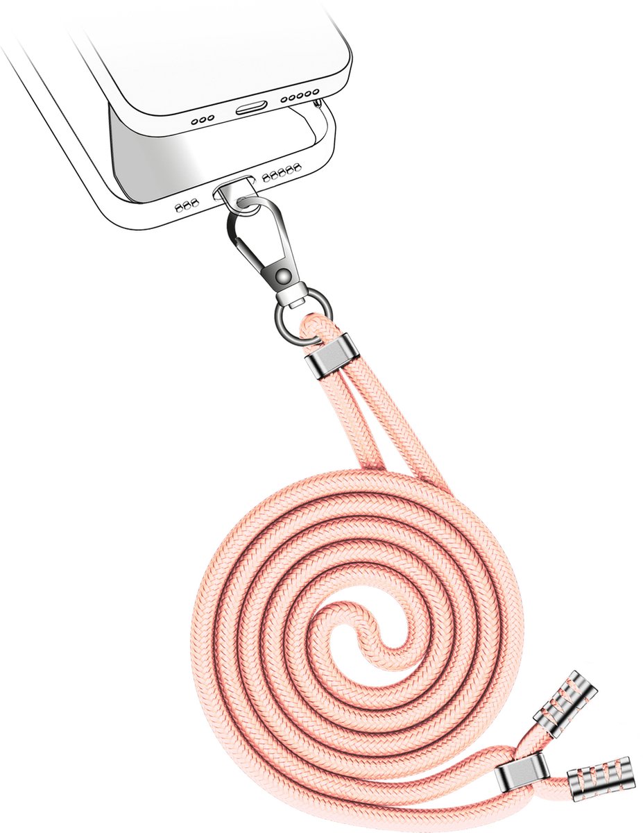 Valenta - Telefoonkoord Universeel - Roze + Transparante plakhouder - Keycord - Geschikt voor alle backcovers & smartphones