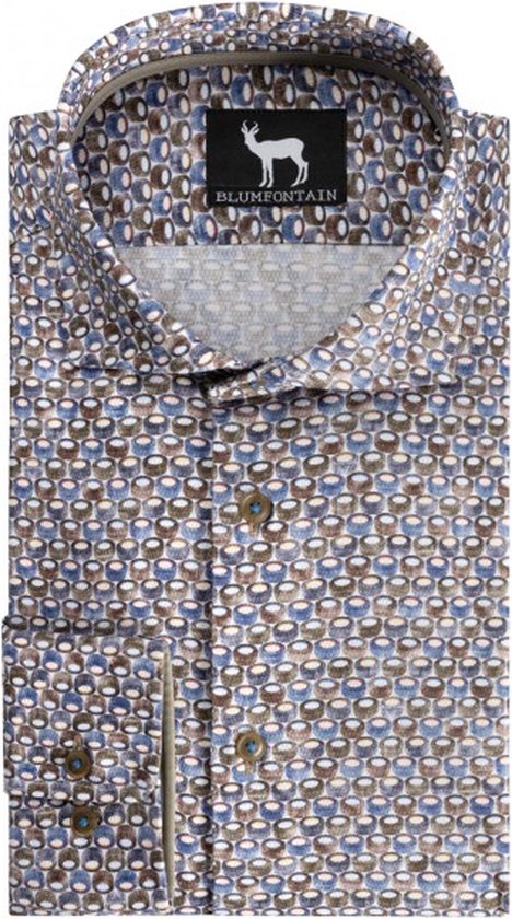 Gents - cirkelprint blauwbruin - Maat L