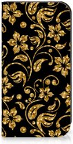 Bookcase Cadeau voor Oma Geschikt voor iPhone 15 Pro Telefoonhoesje Gouden Bloemen