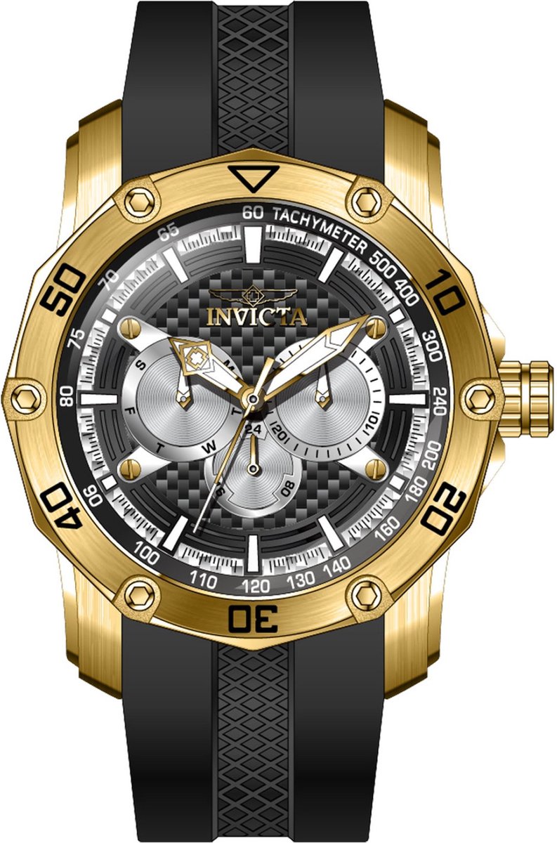 Invicta Pro Diver 45743 Heren Horloge - Waterdicht - Analoog - Quartz Uurwerk - Roestvrij Staal met zwarte Wijzerplaat - 50mm