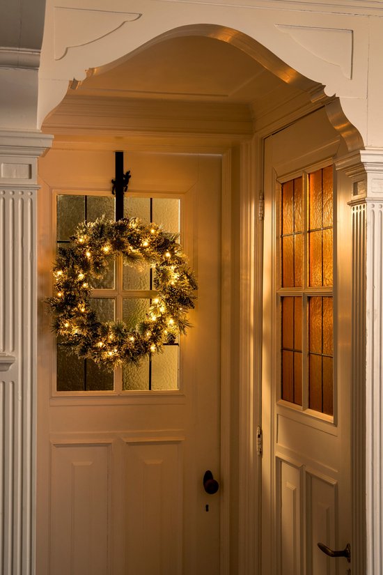 Black Box Trees Vandans Kerstkrans met LED Verlichting - Ø60 cm - Groen Frosted