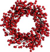 House of Seasons Kerstkrans Bessen - Ø40 cm - Foam - Rood